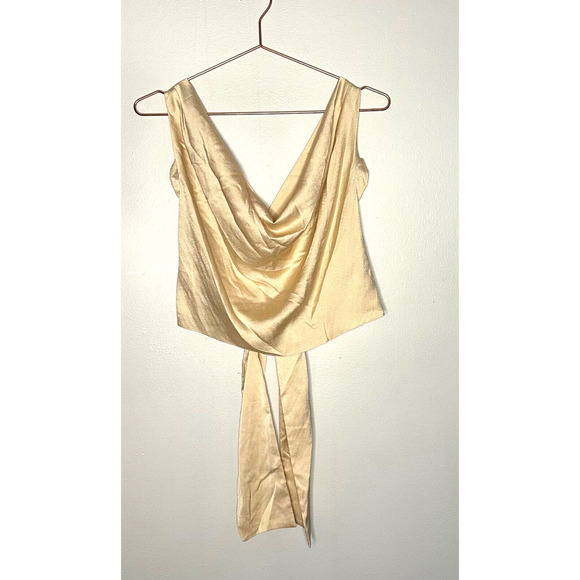 Finders Keepers Gabriella Cami Champagne Color Cross Back Tie Party size Large - Picture 4 of 11
